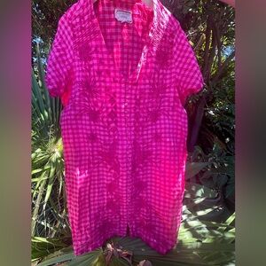 💓Johnny Was Fuchsia Checkered Dress